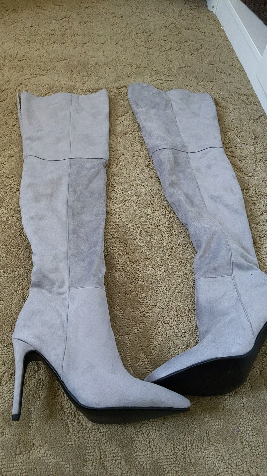 Gray suede thigh high boots size39