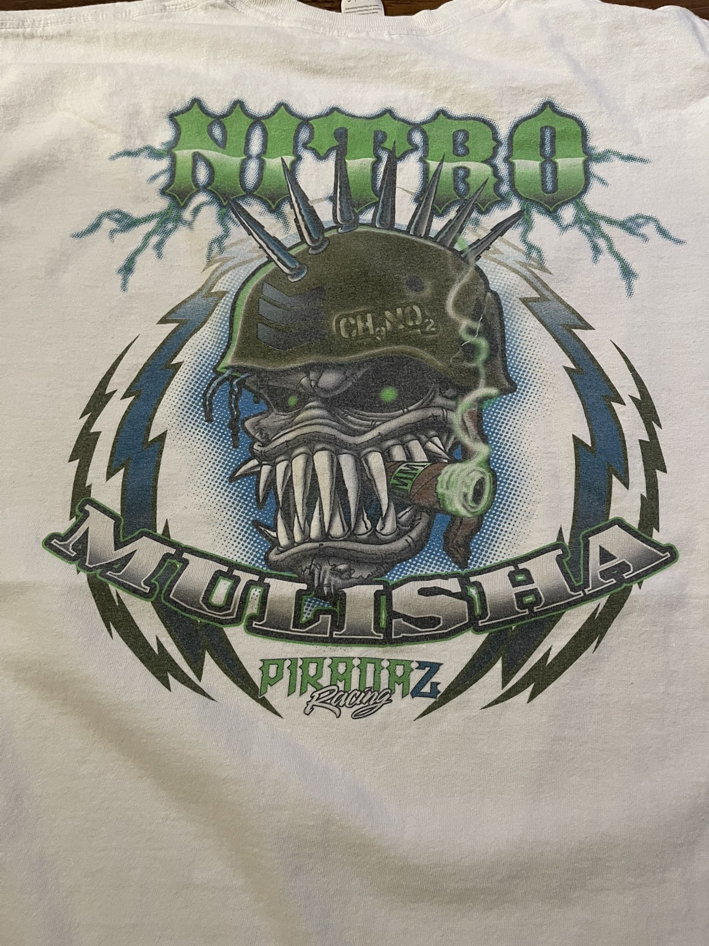 Metal Mulisha Worldwide Skull Green Psycho Speed PiranaZ Racing T Shirt Men's Size Large