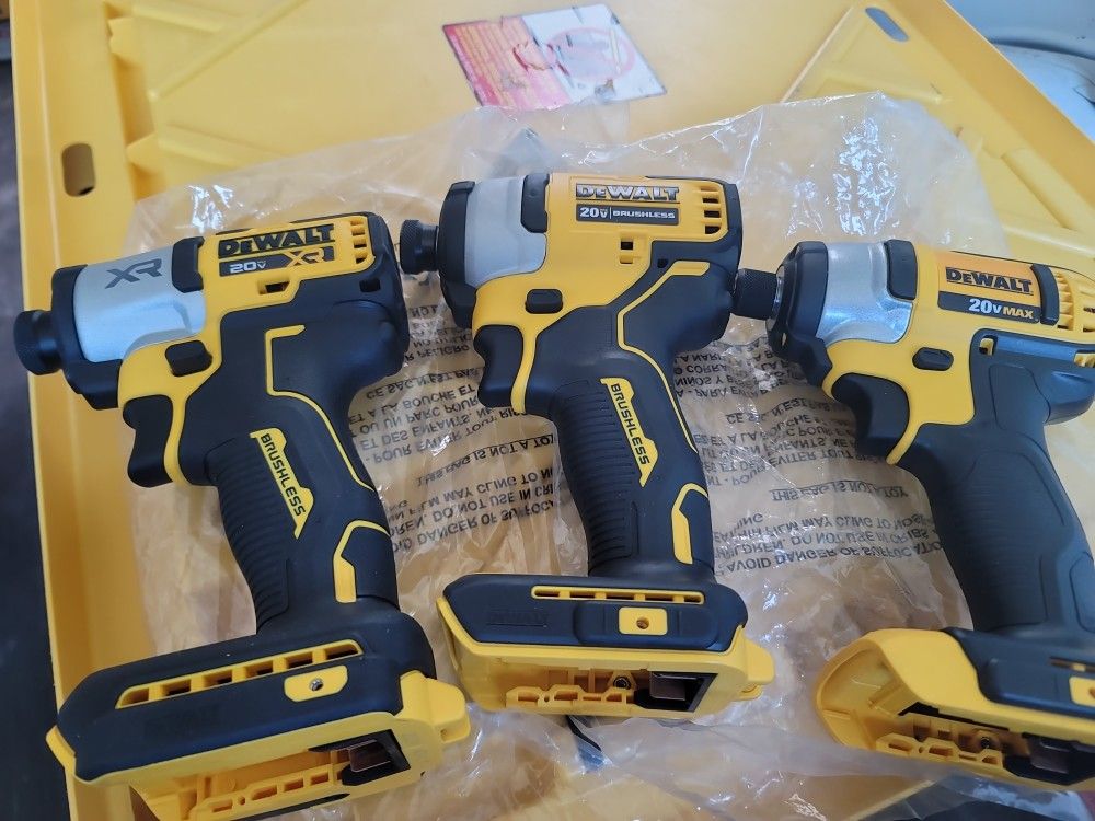 DEWALT 20VMAX XR BRUSHLESS 1/4"(6MM) CORDLESS IMPACT DRIVER (TOOL ONLY)$120,DEWALT 20VMAX BRUSHLESS 1/4"(6MM) CORDLESS IMPACT DRIVER (TOOL ONLY)$100