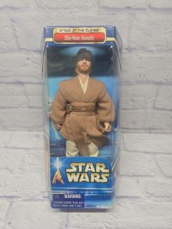 Vintage Star Wars Obi-Wan Kenobi 12" Figure Attack of the Clones 2002 Hasbro