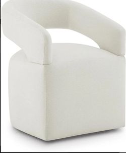 CHITA Modern Dining Chair with Caster Wheels & Open Back, Upholstered Dining Room Chair, Performance Fabric in Wheat