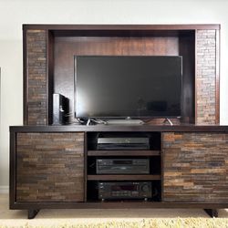 Solid Wood Entertainment Center TV Stand For Up To 55” TV