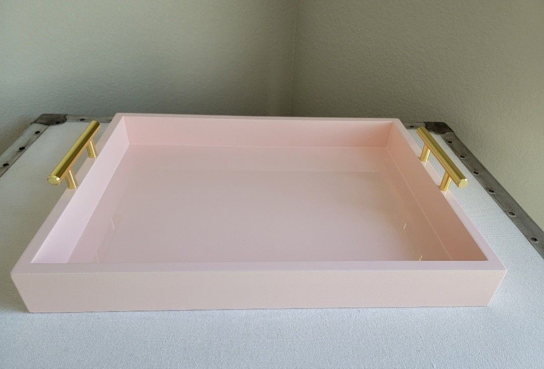 🌸 Kate & Laurel Pink Decorative Tray w/ Gold Handles – $20