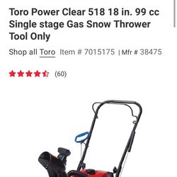 Snow Blower Toro Gas !!