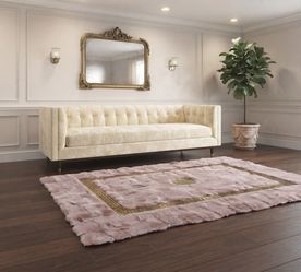 NEW REAL RABBIT FUR RUG SOFT PINK 5X7