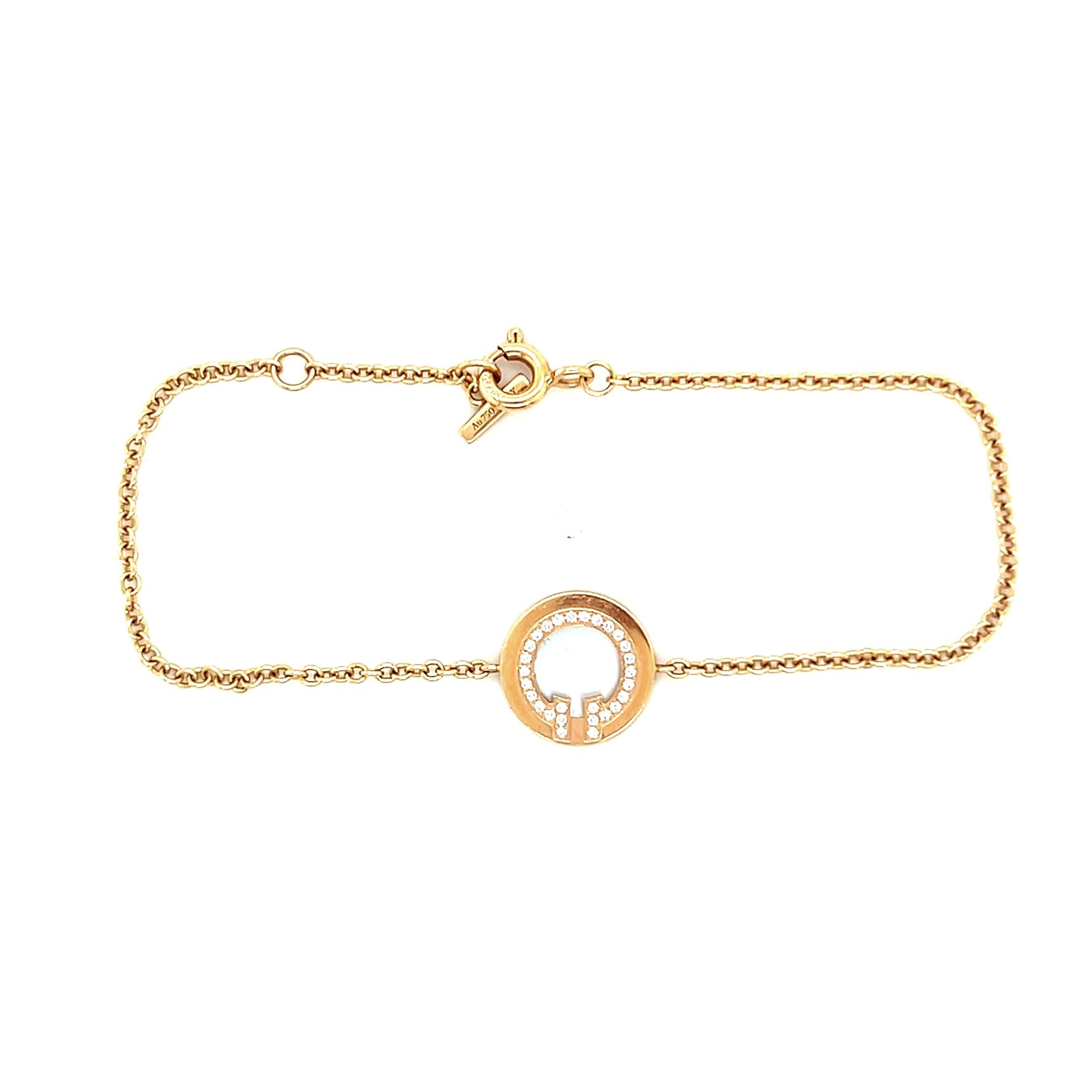 T&Co. 18K Rose Gold MOP/Diamonds T Bracelet
