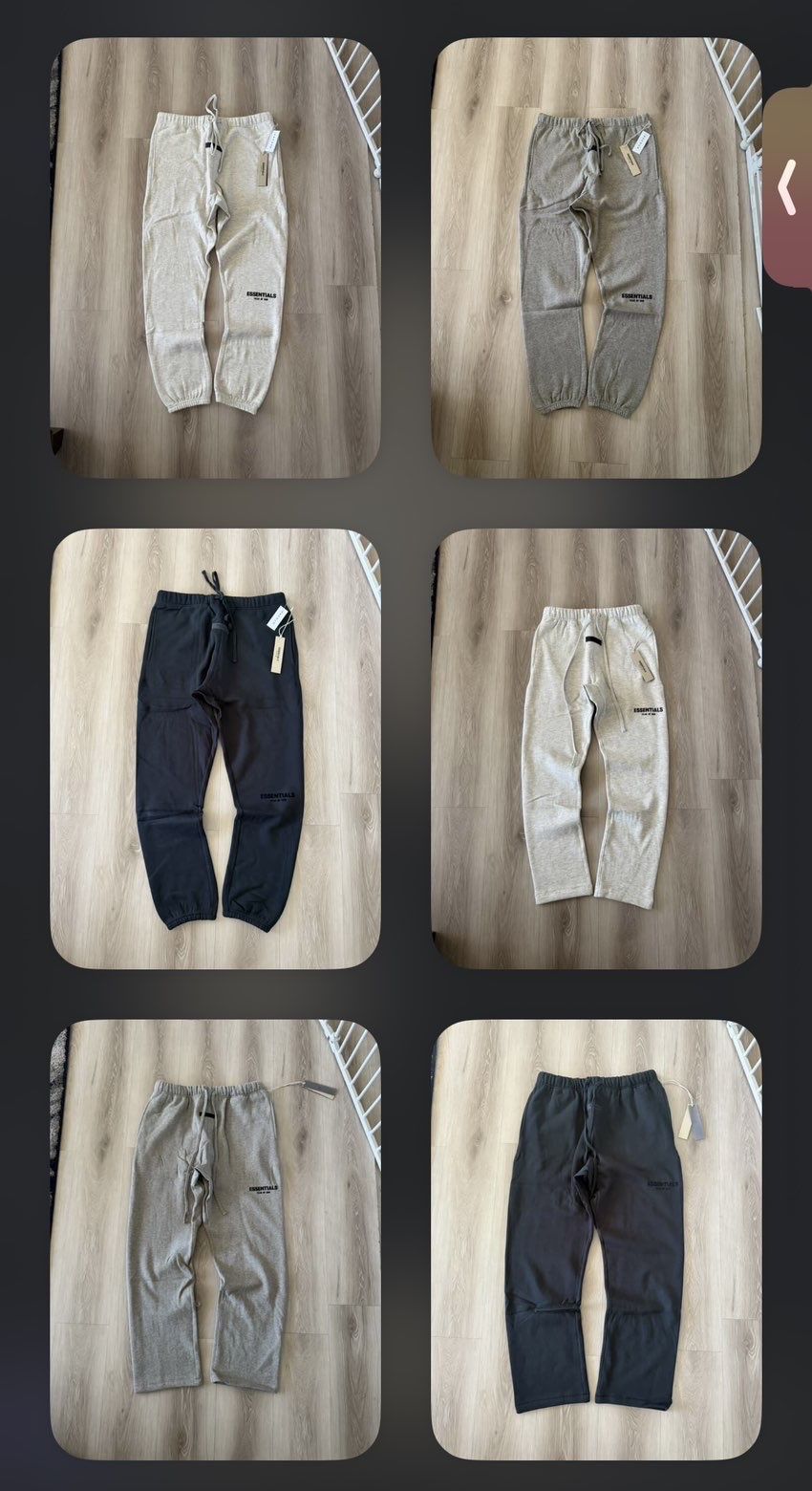 Essentials Sweats All Colors Displayed 