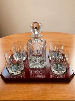 Galway Crystal Decanter Set – 4 Whiskey Glasses + Serving Tray (Ireland)