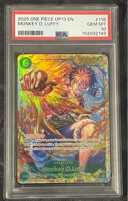 One Piece Monkey D. Luffy Card Game OP13-118 Carrying On His Will PSA 10