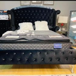 OM• $38 Initial • Brand New// Alzire King Bed// Bed Frame 