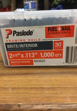 Paslode - 2 3/8-Inch by .113 Smooth Brite Nail and Fuel Pack for Cordless Framing Nailers (1,000 Nails + 1 Fuel Cell)