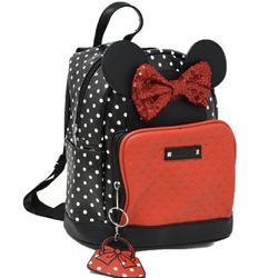 Disney Licensed Minnie Mouse 10" Mini Backpack - Black/Red