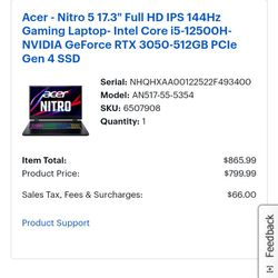 Acer Nitro 5 Laptop (Broke Screen)