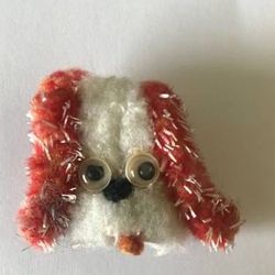 Vintage 1960's Japan Chenille Google Eyes Puppy Dog Pipe-Cleaner Pin