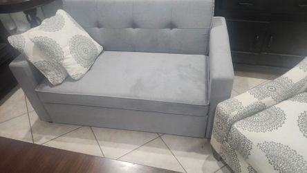 Gray Fabric Loveseat Sofa