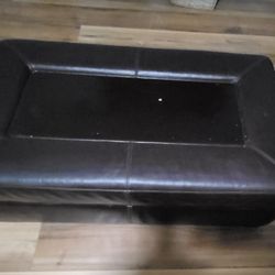 Brown Leather Ottoman