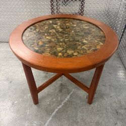 1960s Danish Modern Teak and Rock Resin “Specimen” Table Designed by Arvid Haeru