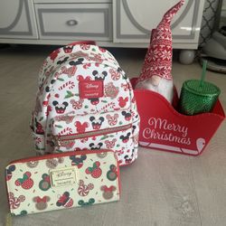Loungefly Disney Christmas Snacks mini backpack & wallet Set