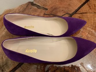 Kunsto Purple Faux Velvet Pumps
