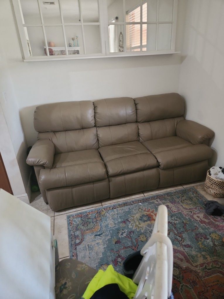 Leather Sleeper Sofa Brownish Tan