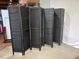 8 Panel Wood Room Divider in Black