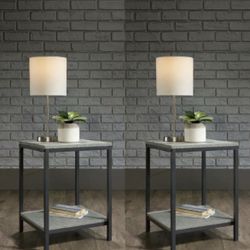 2pc Of Sauder-North Avenue Side Tables 15-1/2"Lx15-1/2"Dx20"H Faux Concrete