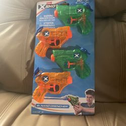 Nano Drencher Water Blaster Set - Green and Orange NWT 4 Pack Fun Wet Outdoor
