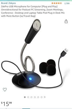 ZekPro USB Microphone for Computer [Plug and Play] Omnidirectional for Podcast PC Streaming, Zoom Meetings, Conference - Desktop and Laptop Table Pod 
