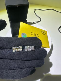 Moissanite Diamond Baguette Earrings 6mm