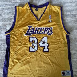 Rare Vintage Champion Los Angeles Lakers Shaq Jersey Size 44 In Men’s, Not Kobe, Luka, LeBron 