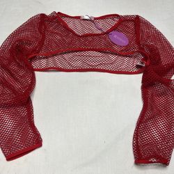 Avidlove Red Fishnet Long Sleeve Crop Top Small