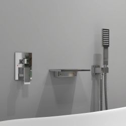 Solid Brass Waterfall Wall-Mounted Bathtub Faucet Tub Filler Single Handle Brushed Gold/Chrome