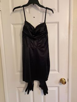 Black Satin Mini Dress with Spaghetti Straps