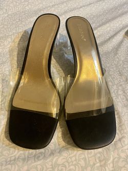 Bamboo Black And Clear Heels Size 10