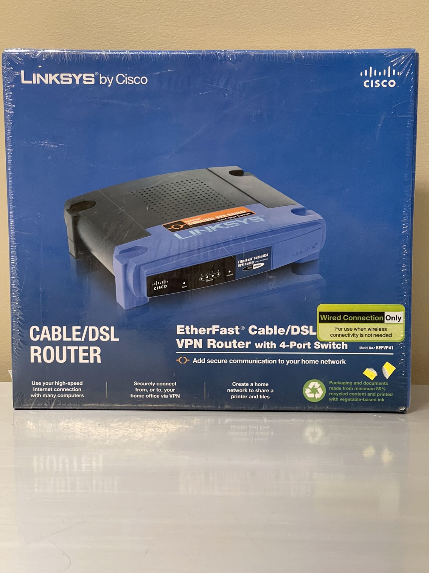 NEW!! CABLE/DSL WIRED ROUTER - "LINKSYS" by CISCO - firm price each - two (2) available 