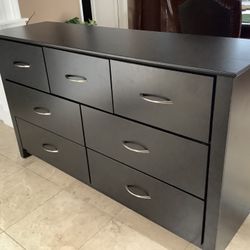 Black Dresser 7 Drawers – Modern Storage Cabinet 60” Wide ( Read Description )