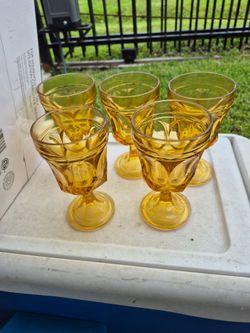 Set of 5 1970's amber goblets