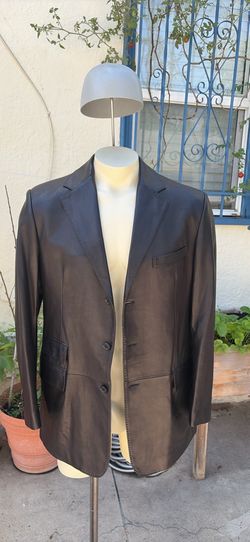 Vintage Ralph Lauren Purple Label Lambskin Leather Blazer Jacket Made in Italy Size 42R