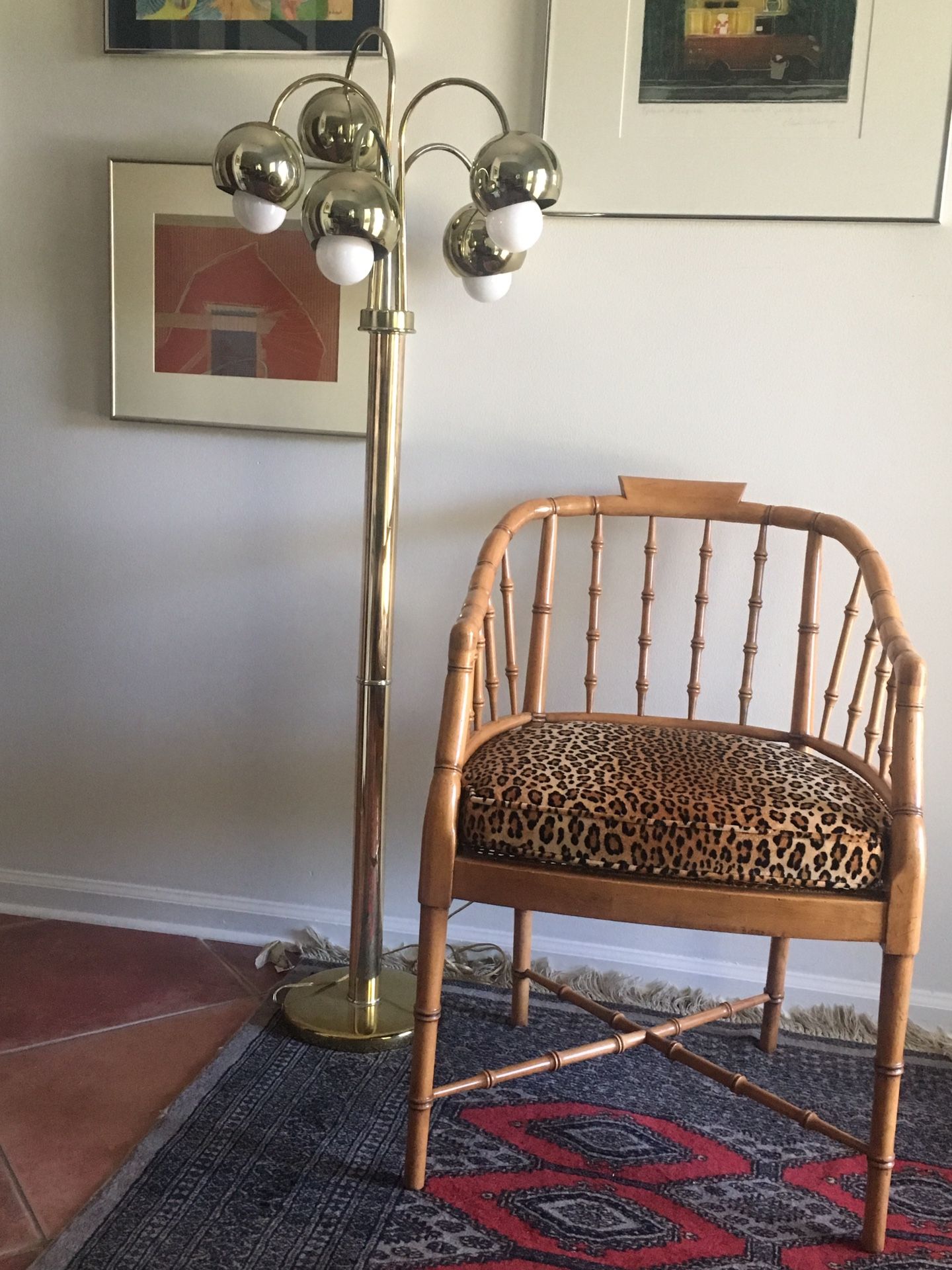 Vintage Floor Lamp - Chrome/ Brass