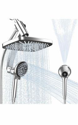 12 Inch High Pressure Rain Shower Head Combo,9 Settings Shower Handheld Height/Angle Adjustable, 3 Spray Modes, Anti-leak, Built-in Magnetic Docking,W