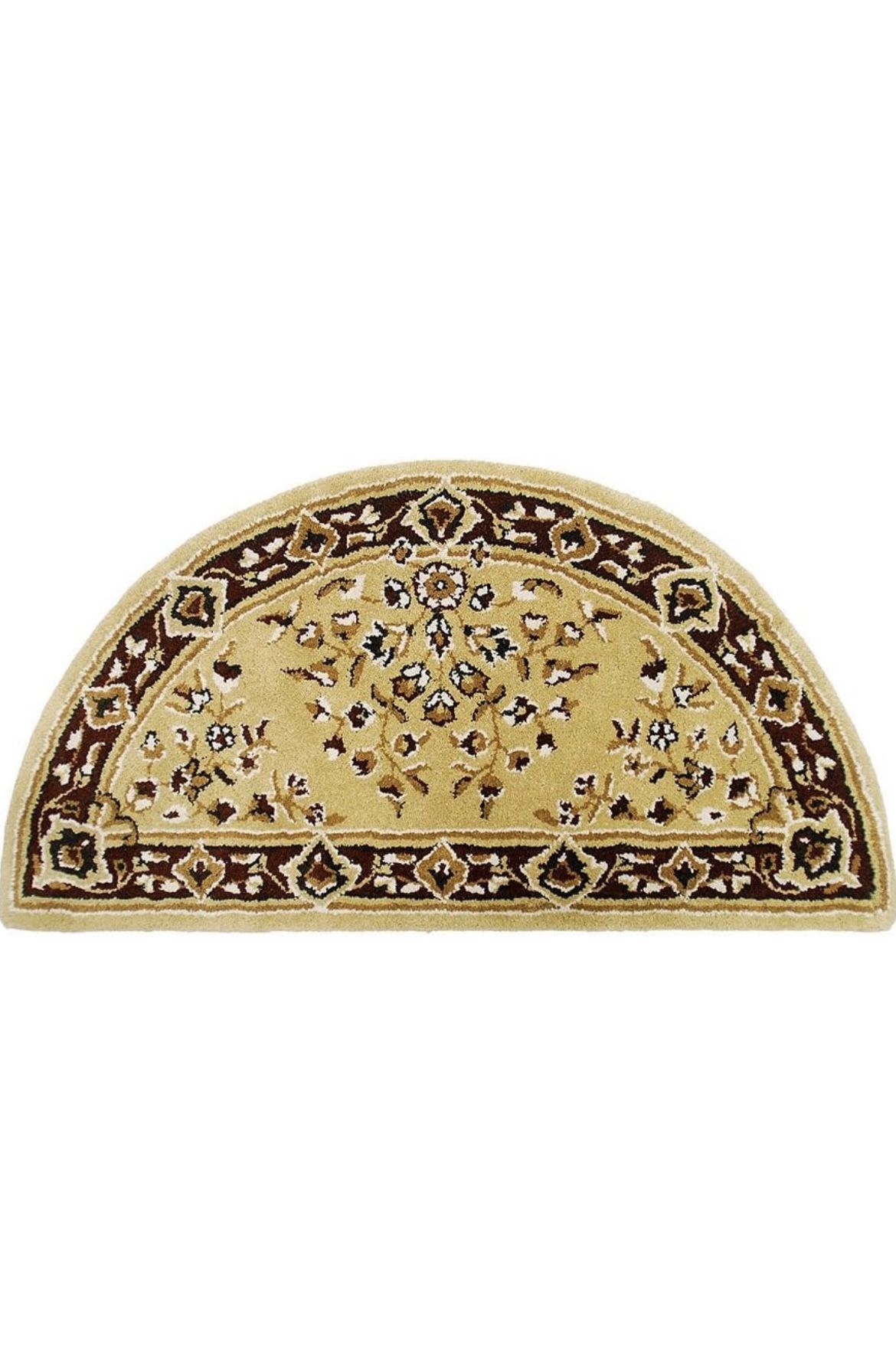 Beige Oriental Wool Hearth Rug, Half Round-India production
