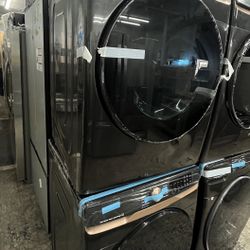 Samsung Front Load Black Washer Dryer Gas Set Large Capacity 