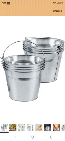 OBTANIM 8 Pack Galvanized Metal Buckets with Handle Ice Pails for Plants, Succulents, Party Favors Organizing, Rustic Home Decor or Classrooms Pencil 