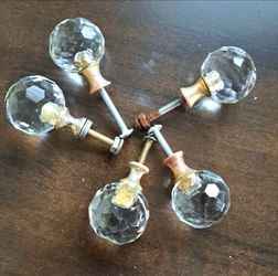 Vtg Crystal Round Cabinet Drawer Pulls