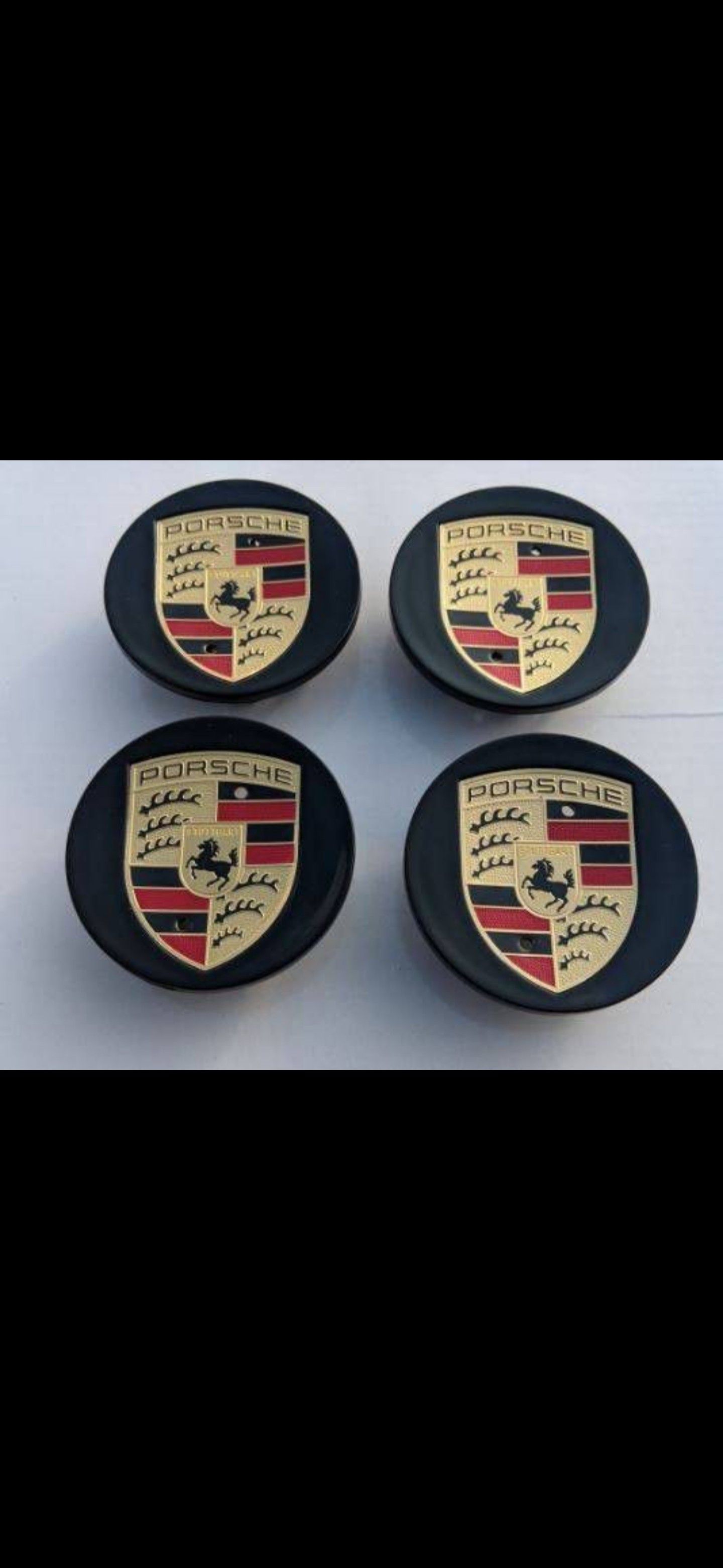 Black Porsche caps wheel rim center Cap 76mm 3 inch diameter BRAND NEW SET OF 4 gloss black color
