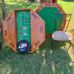 Octagon Poker,Dining Table W/ Chairs 4 Very Good Cond.