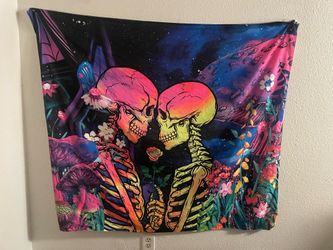 Colorful Skeleton Tapestry Wall Art – Psychedelic Decor