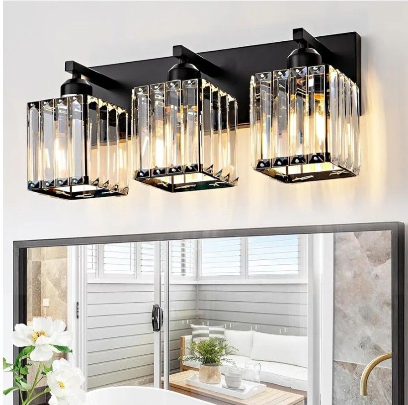 Black Bathroom Vanity Light 3 Lights