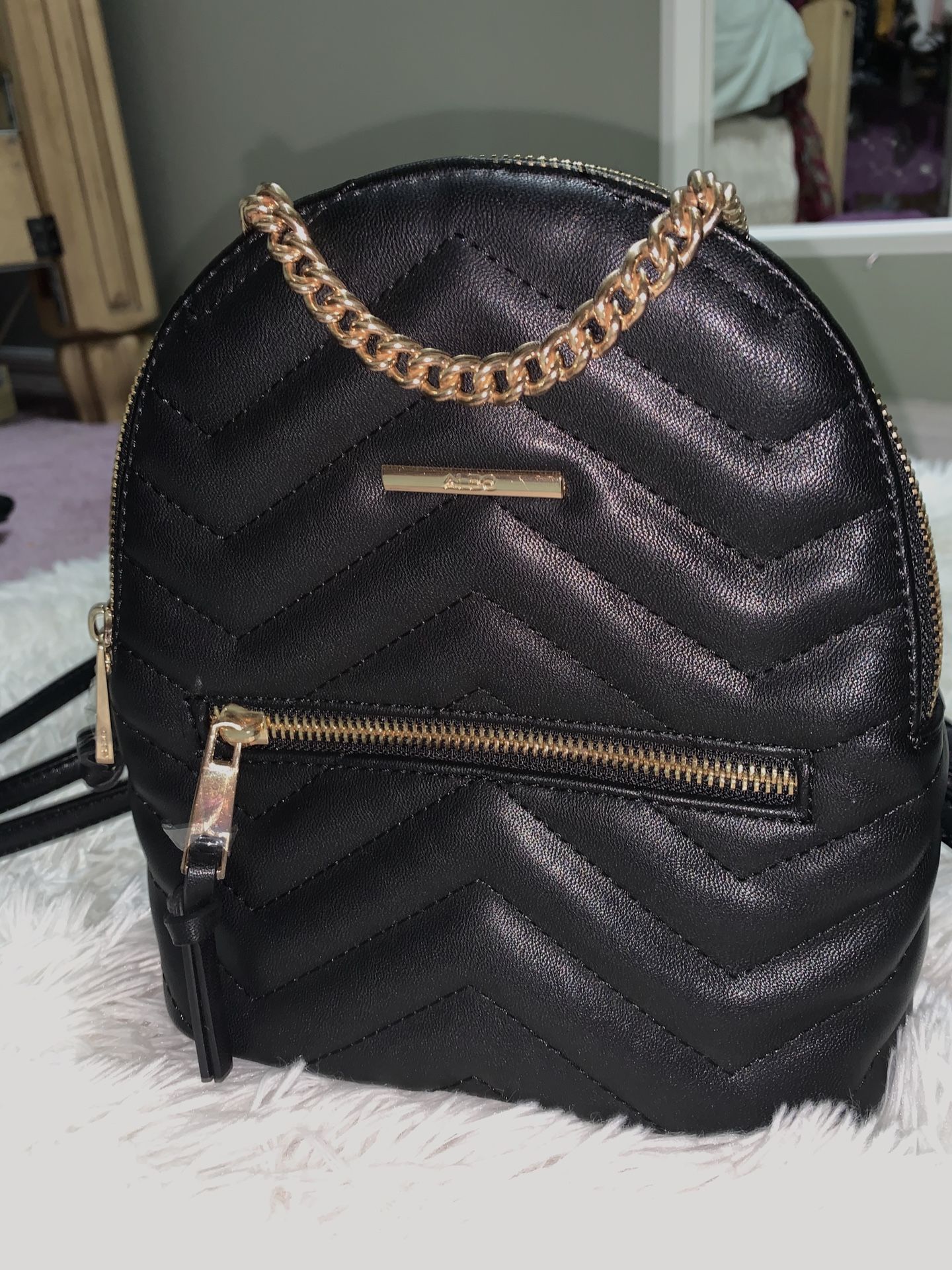 ALDO mini quilted black backpack new