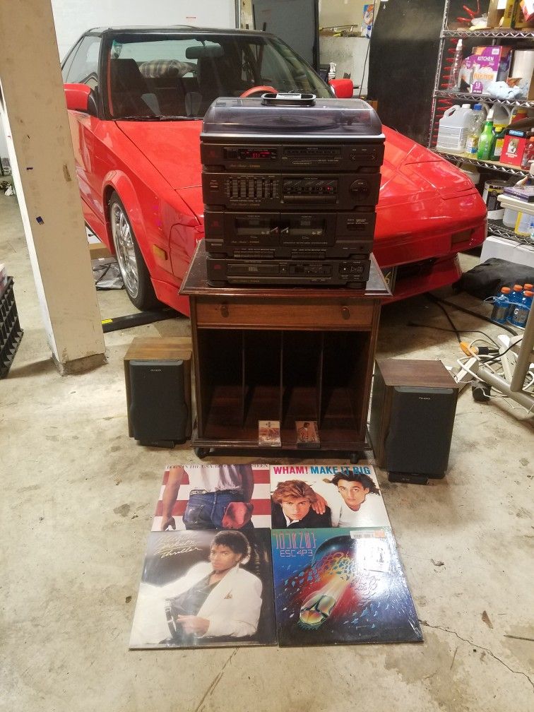 Home Stereo System With Record Cabinet
